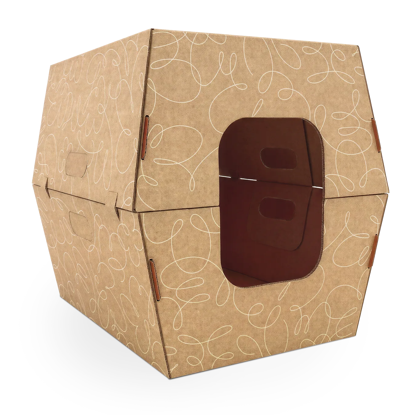 Covered disposable cat litter box made from heavy-duty corrugated cardboard with an extra large, spacious enclosed design.